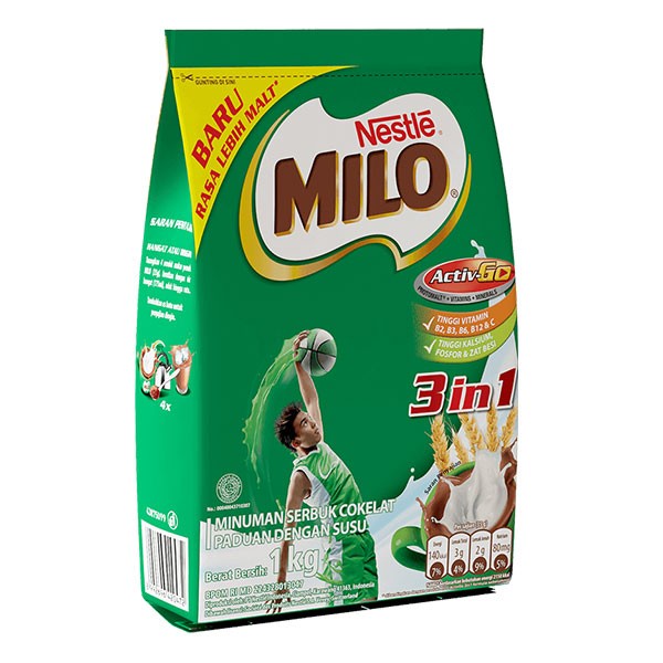 

MILO 3 IN 1 POUCH 1 KG - SUSU