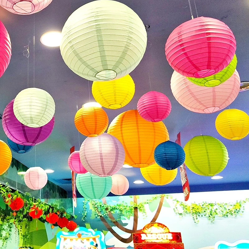 Hot Sale/6 &quot;(15cm) Lampion Kertas Bulat Tradisional China Dekorasi Pesta Pernikahan Lampion Rice Lamp paper balls Mid-Autumn Festival Holiday Party Supplies Spring Festival Hangin