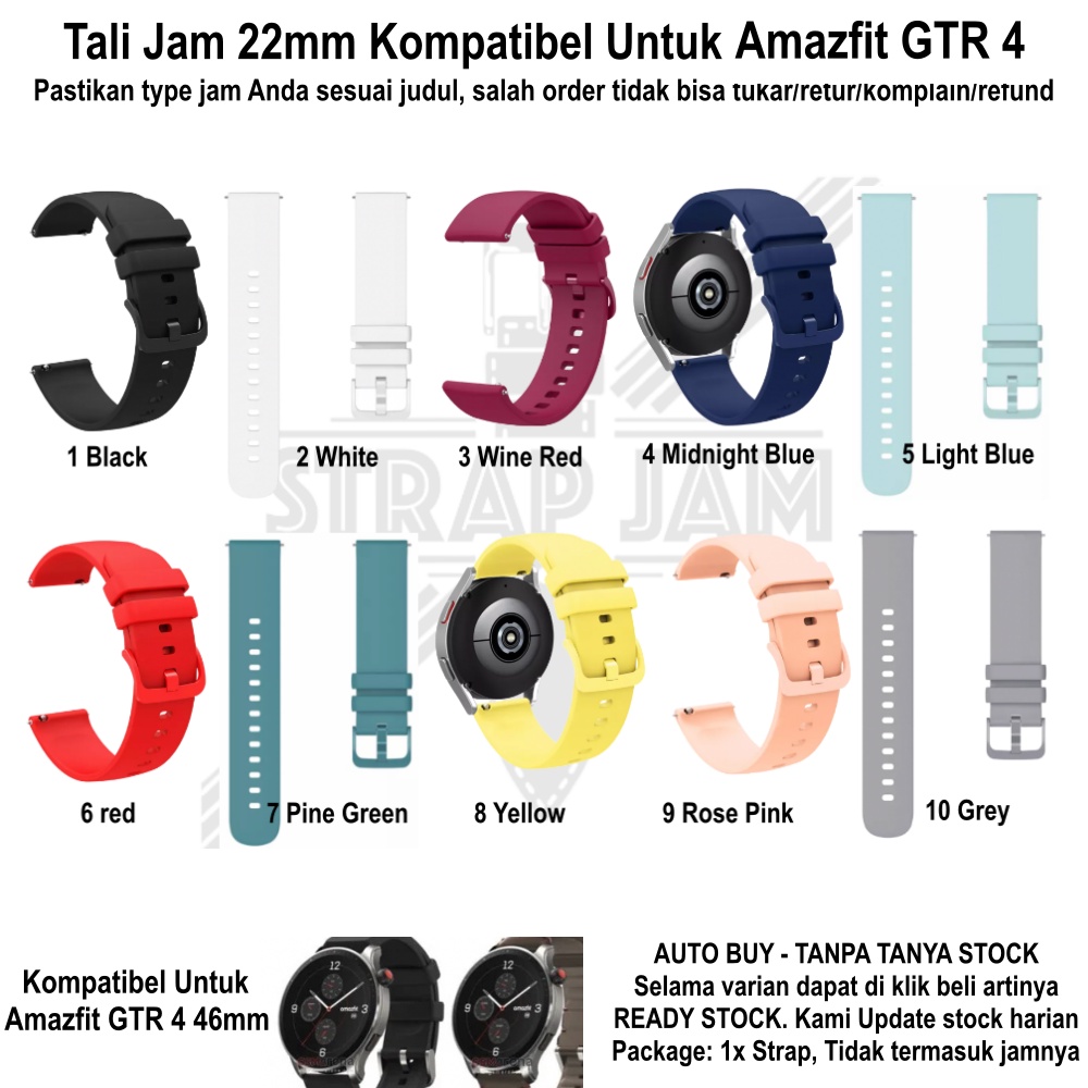 PWK Tali Jam Tangan Amazfit GTR 4 46mm 2022 - Strap 22mm Silikon Rubber