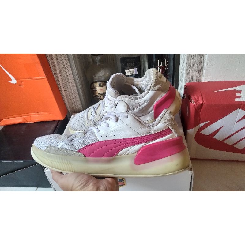 sepatu puma clyde whitepink second