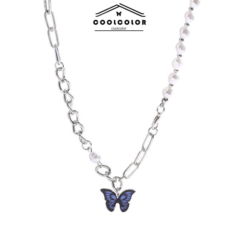 COD❤️Kalung Rantai Kupu-Kupu Mutiara Desain Choker Fashion Korea Gaya Untuk Wanita- cl