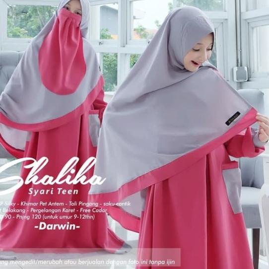 EXCLUSIVEGamis Anak Syari Shaliha Syari 9-12 thn (Bonus Jilbab & cadar) Baju Gamis Syari AnakTangung