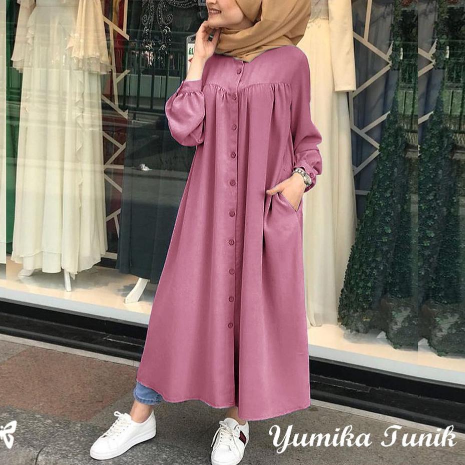Best Seller HOPYLOVY - YUMIKA LONG DRESS TUNIK PANJANG WANITA