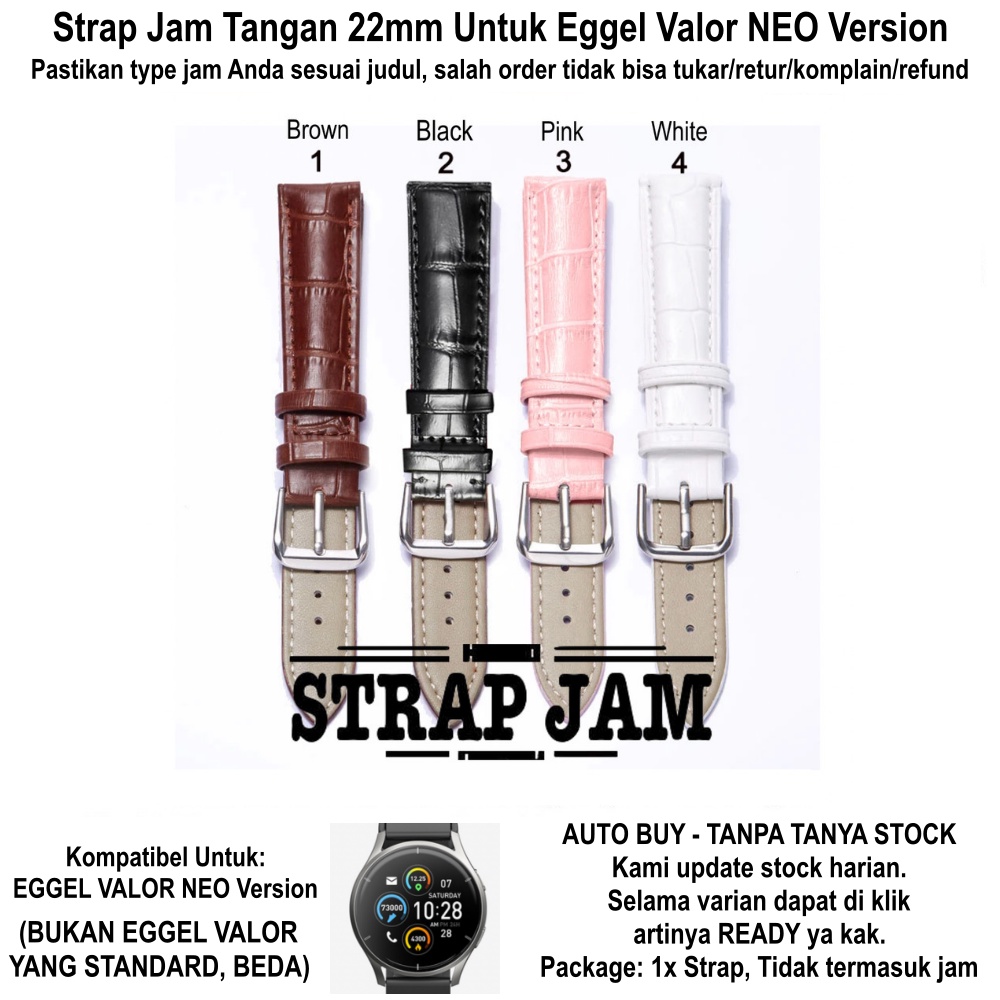 Tali Jam Kompatibel Eggel Valor Neo 22mm - Strap Kulit Motif Crocodile