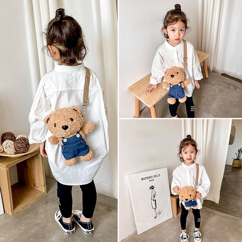 [PRINCESS KESLI]Tas Anak Boneka Teddy Bear lucu Tas Selempang Sling Bag Fashion Motif Kartun Karakter Hewan Beruang Teddy