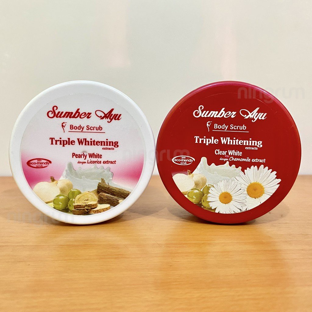 Ningrum - Sumber Ayu Body Scrub Triple Whitening Extract 100ml | Scrub Tubuh Lulur Mandi Extra Whitening Putih Lebih Cepat Original BPOM - 7402