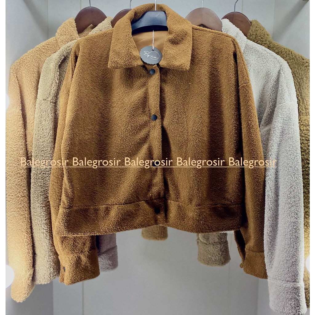 Jaket crop Furry bulu jaket kacing Cetet / epret