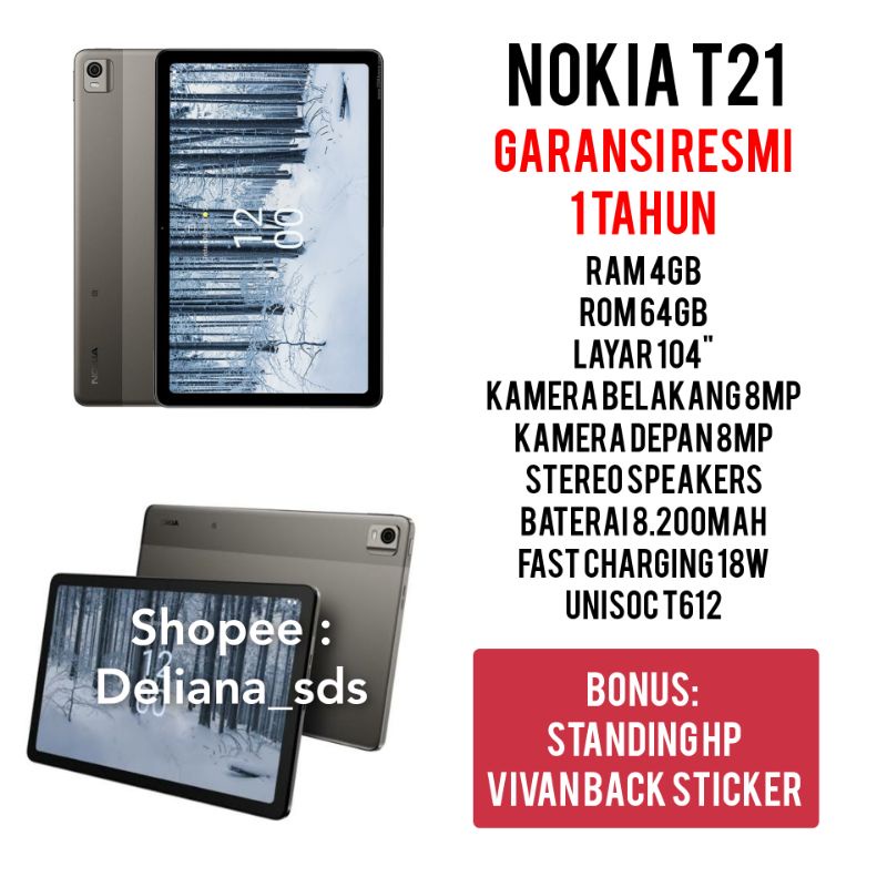 Nokia T21 4/64 Wifi Only Garansi Resmi 1 Tahun Tab Nokia T21 Tablet Nokia T21