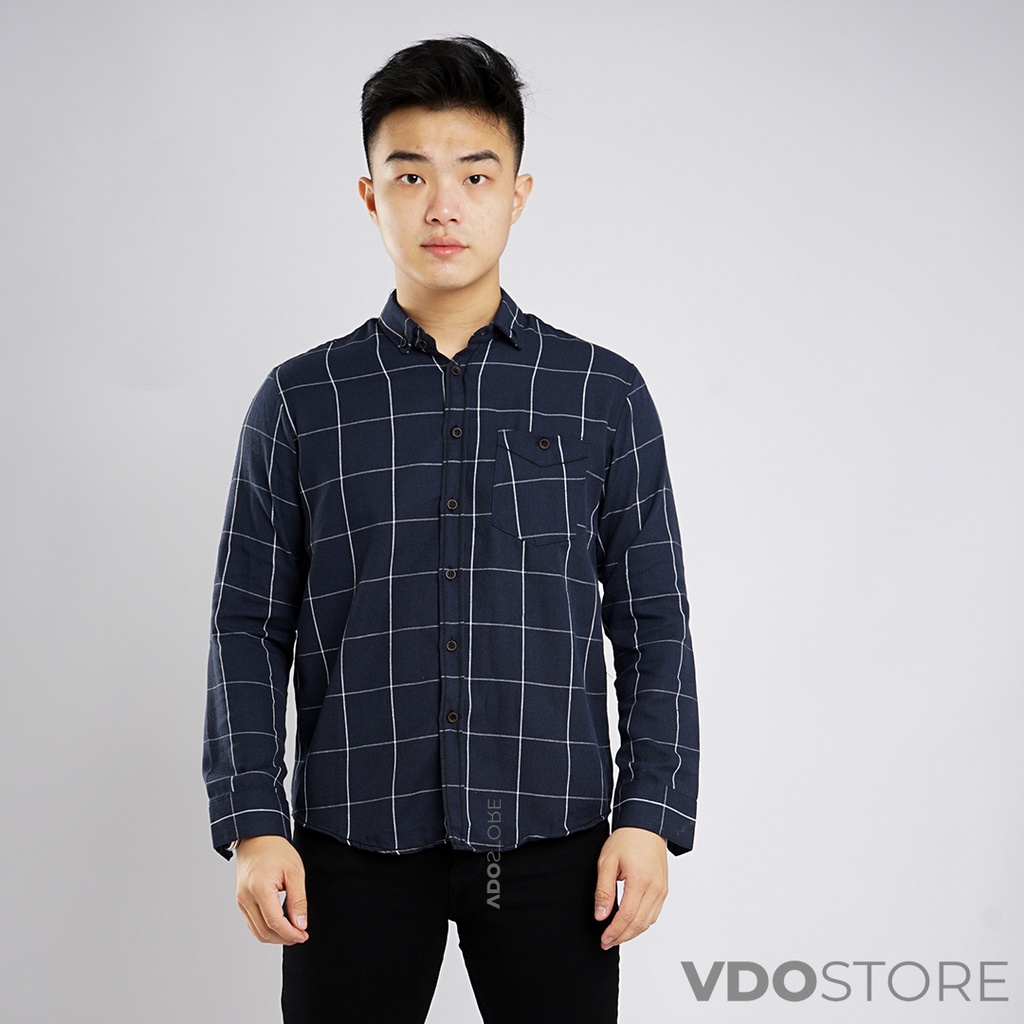 KEMEJA FLANEL PRIA 25B SIMPLE NAVY - M L XL XXL 3XL - KEMEJA LENGAN PANJANG VDOSTORE DEWASA BAJU FLANNEL TANGAN PANJANG HITAM NAVY ABU MOTIF KEMEJA COWOK MURAH DEWASA SANTAI TEBAL KUALITAS IMPORT BAJU CATUR PANEL FANEL