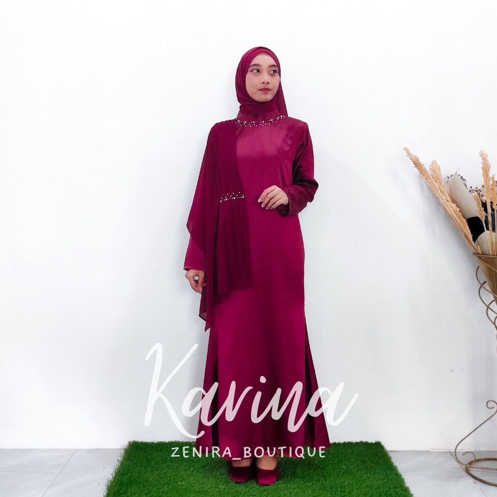 KARINA Baju Pesta kombinasi ceruty babydoll dan tile bordir / Dress Kondangan / Lamaran / Braidsmaids murah / Gamis remaja