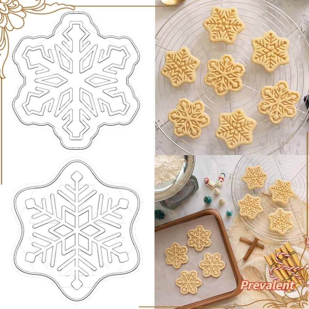 Preva 4pcs Cetakan Kue Kering Embosser Coklat Baking Fondant Kue Alat Natal Snowflake