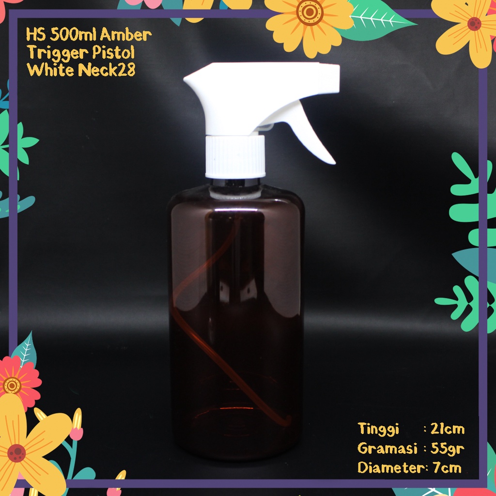 BOTOL KISSPRAY 500ML AMBER COKLAT TUTUP PUTIH IMPORT ADJUSTABLE N28 TEBAL MURAH KISPRAY SPRAYER PEWA