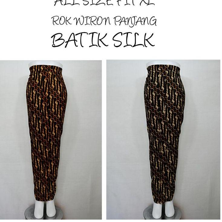 Langsung Kirim Indah BAWAHAN ROK SPAN PANJANG WIRU WIRON Batik Silk All Size Fit XL SR A