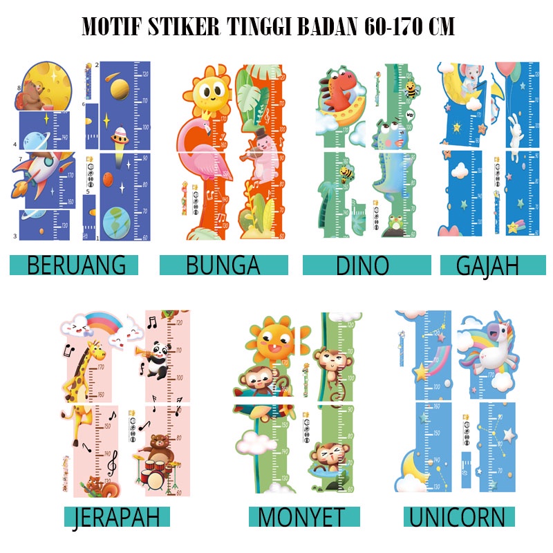 Stiker Dinding Pengukur Tinggi Badan /Wall Sticker Kartun Stiker Tinggi Badan Anak