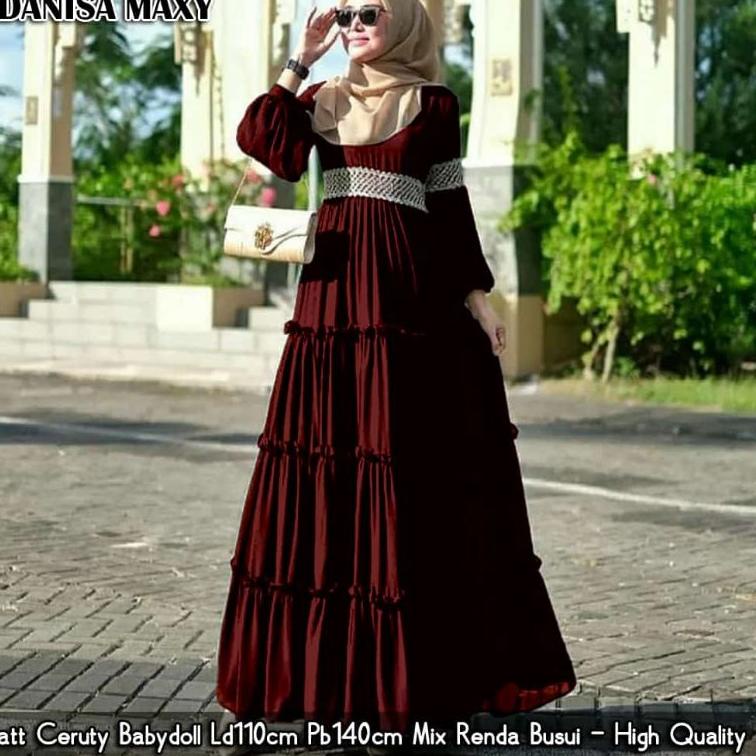 [MRO.22De22ˢ] DANISA MAXY (LABEL SAVNA) | BAJU GAMIS WANITA MODISBAHAN CERUTY BABYDOLL BUSUI POLOS A