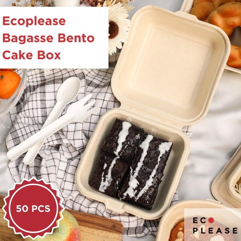 

♚♚ Bagasse Box Bento Cake Burger Box Korean Lunch Box 50 pcs