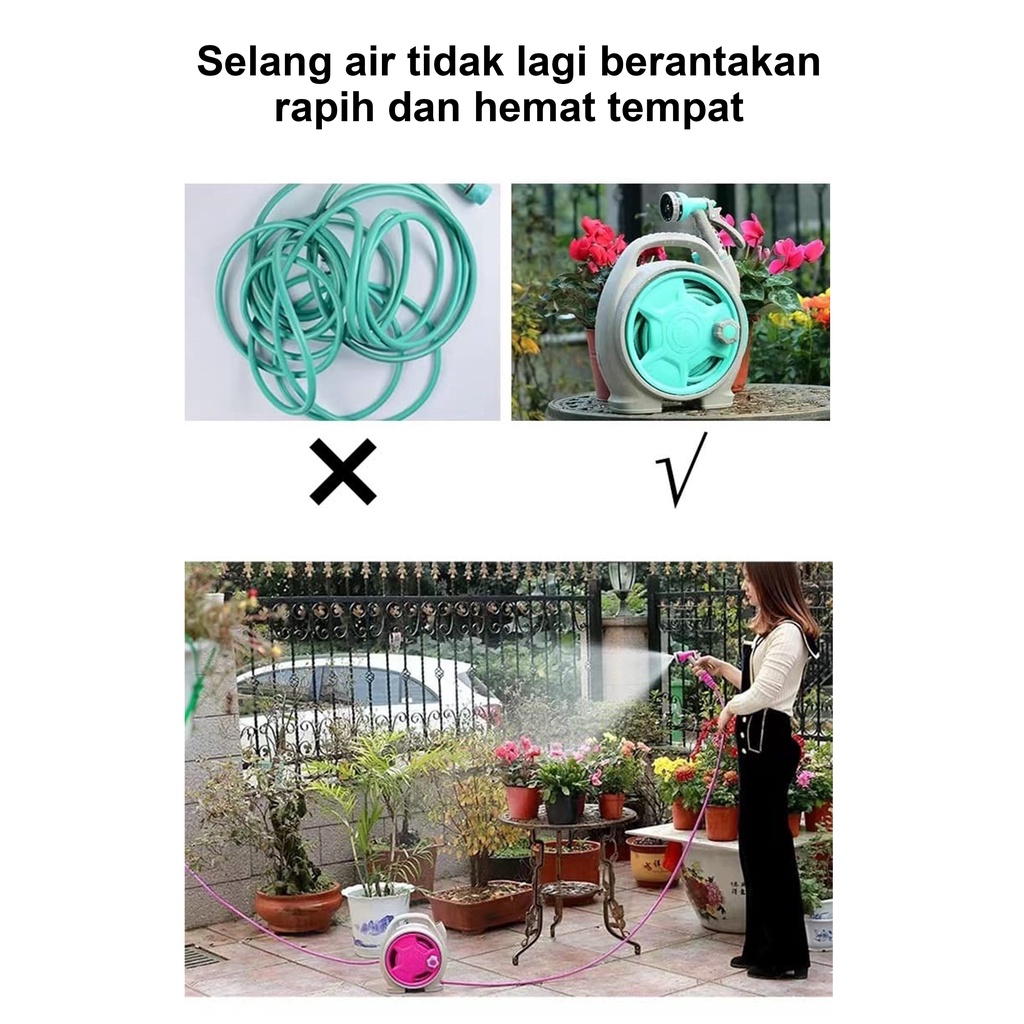 SELANG AIR DAN SEMPROTAN AIR GULUNGAN 10 METER / MICRO HOSE REEL SET + SELANG AIR 10 METER