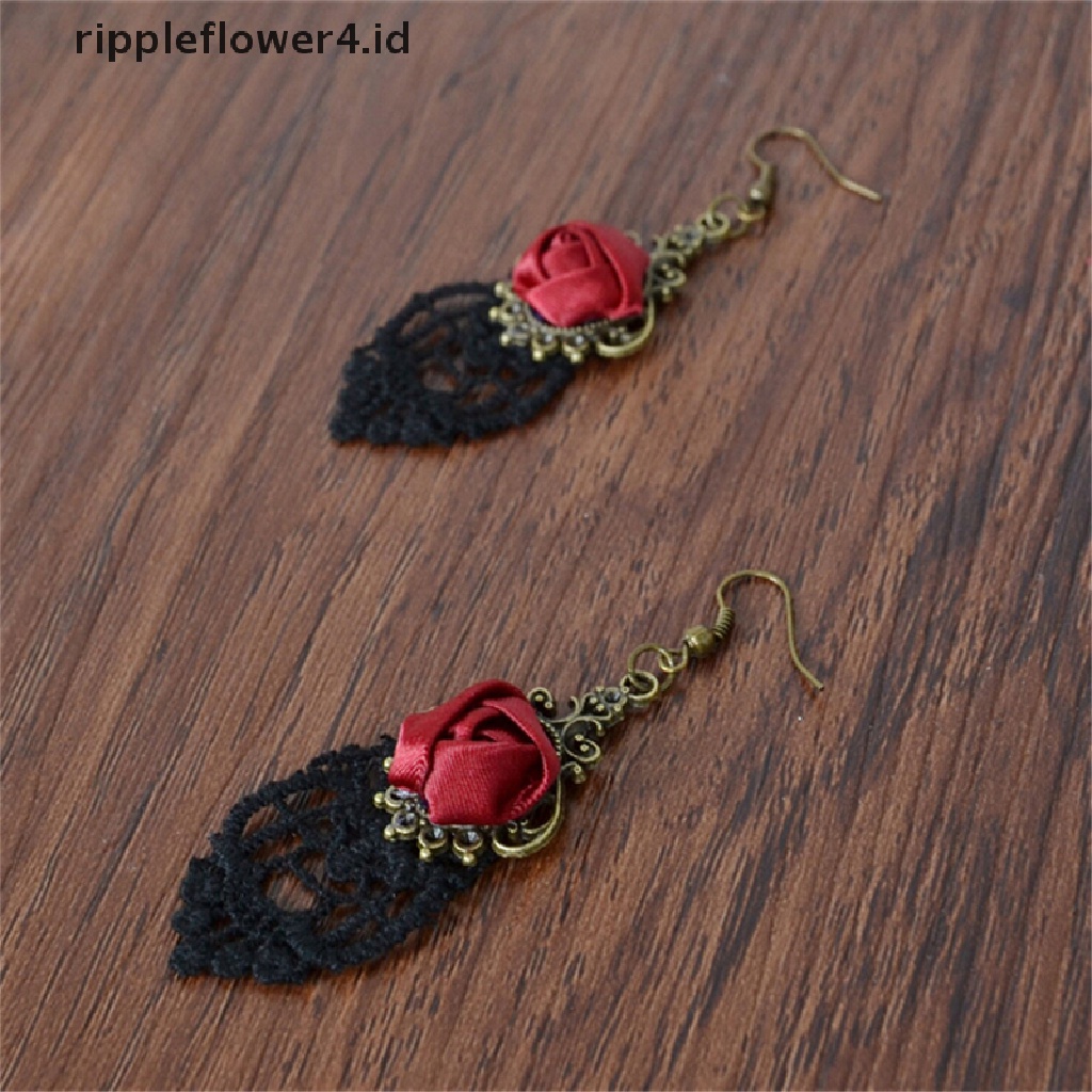 {rippleflower4.id} 1x Fashion Baru Aestheticisme Gothic Victoria Retro Lace Vintage Pendant Earrings~