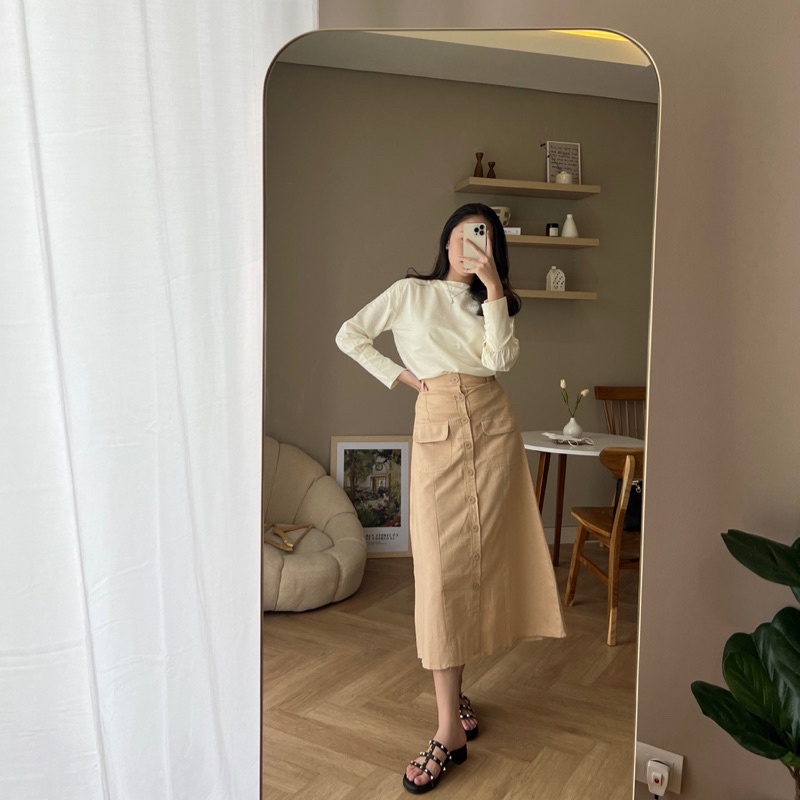 PORONAKA - KAYA Button Linen Skirt