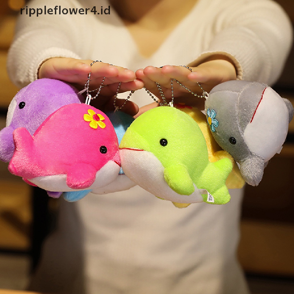 {rippleflower4.id} 1pc 12CM New Cute Animal Dolphin Mainan Mewah Liontin Kecil Gantungan Kunci Tas Dekorasi~