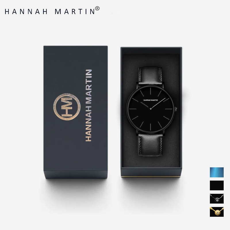 TERBARU HANNAH MARTIN Jam Tangan Pria 100% Original Keren Sangat tipis Quartz COWOK Couple Kulit