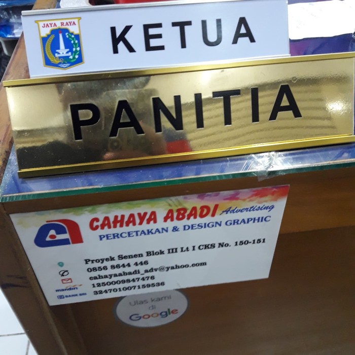 Papan Nama Meja Name Desk Alumunium