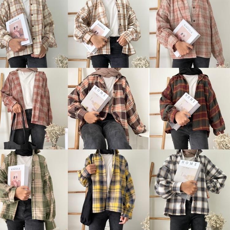 Best Seller KEMEJA FLANEL TANGAN BALON OVERSIZE / TALIA SHIRT OVERSIZE / FLANEL SHIRT