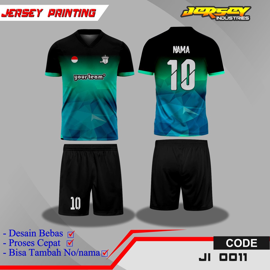 Custom Jersey Team Sepak Bola Full Printing, Kaos Jersey Futsal Desain Terbaru, Bisa Ubah Nama Dan N