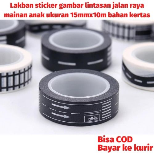 

Lakban sticker gambar lintasan jalan raya mainan anak ukuran 15mmx10m bahan kertas tidak mudah sobek high quality