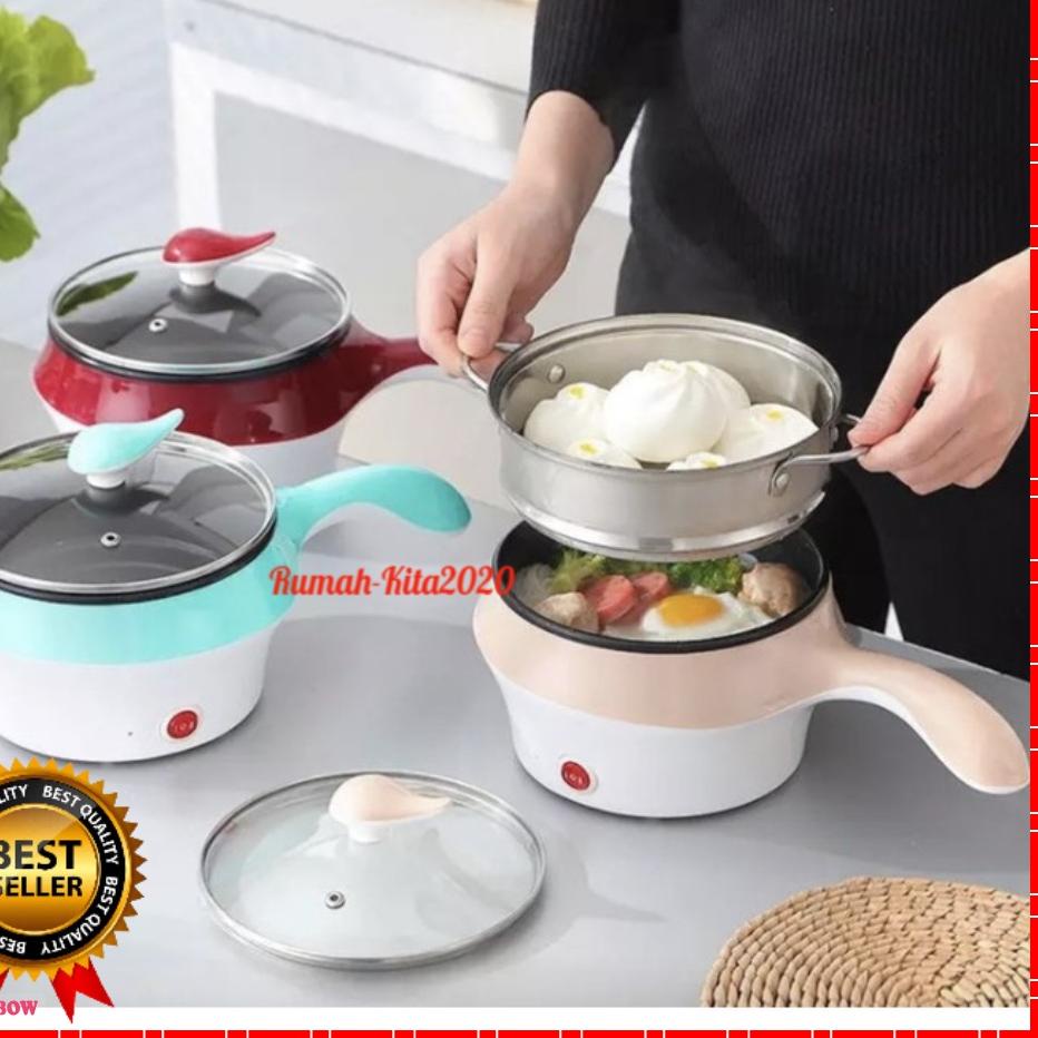 Big Sale COD TERMURAH Panci Listrik Mie Nasi Ada Kukusan Gagang Anti Panas Hotpot Elektrik 2 Layer P