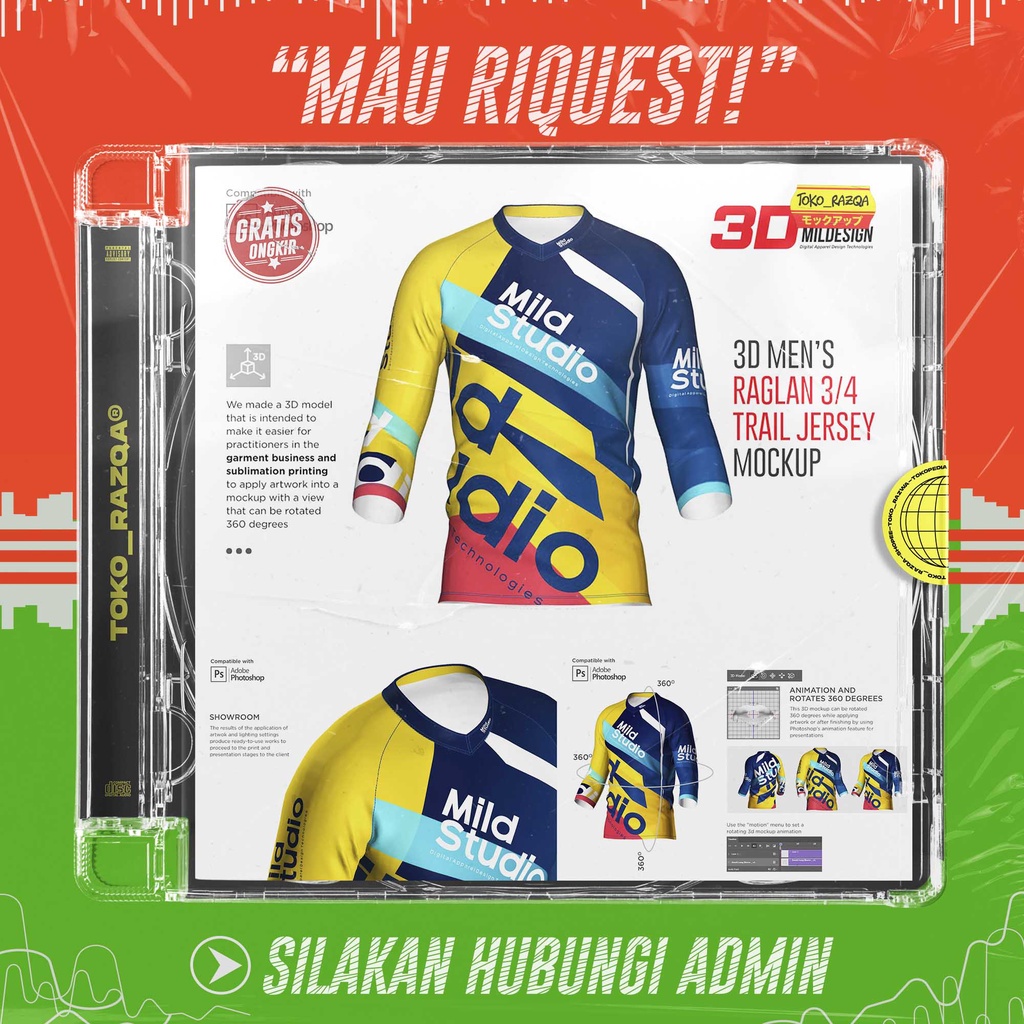 3D Mens Raglan Trail Jersey Mockup ◖Mockup◗