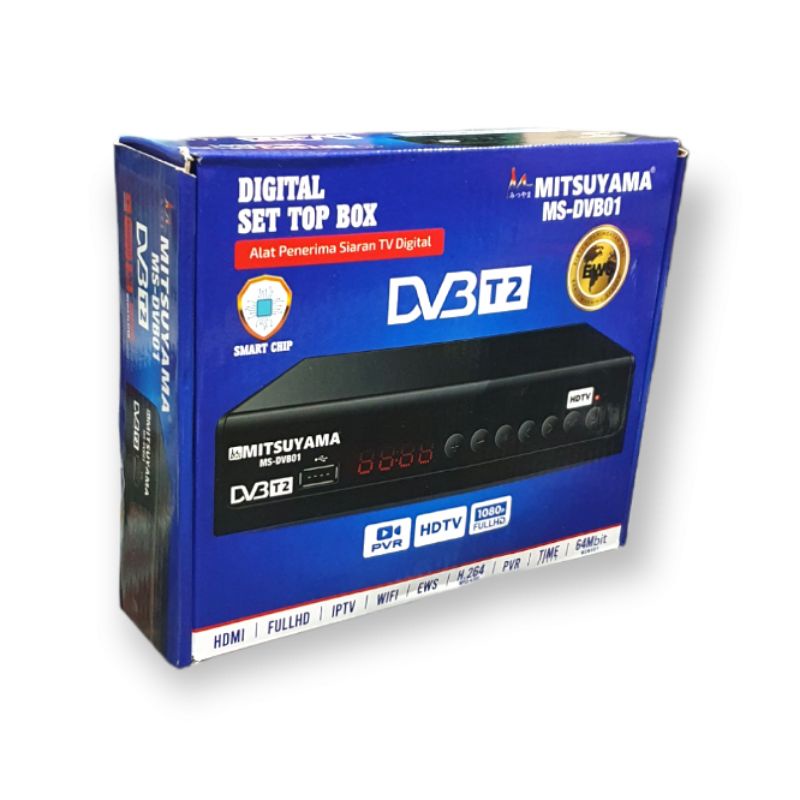 Paket Lengkap Set Top Box Tv Digital STB DVBT2 Mitsuyama With HDMI WIFI RCA Full HD Original