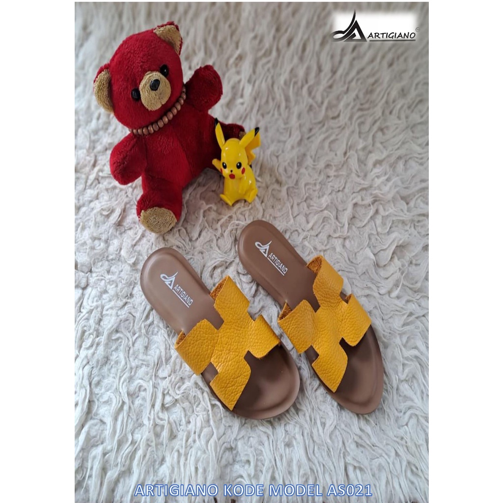 ASO21 / Sandal Kulit Wanita Hermes / Sandal Teplek / Sandal Kulit Slip on / Papirut
