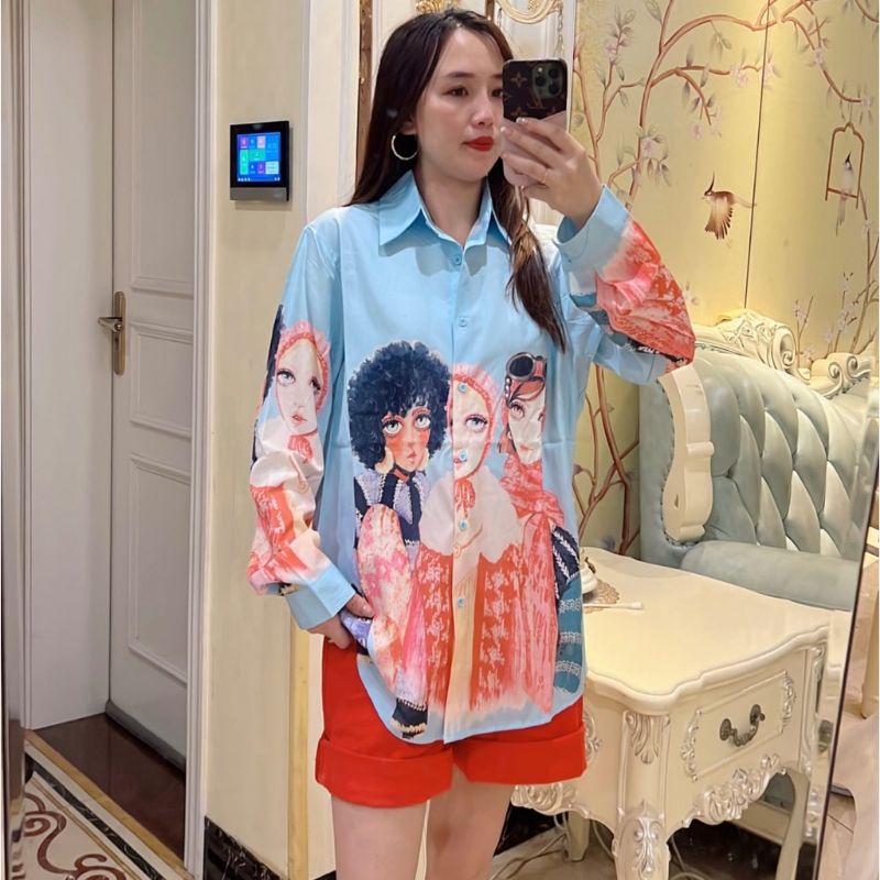 5615 Kemeja Cewek Kue Pancake