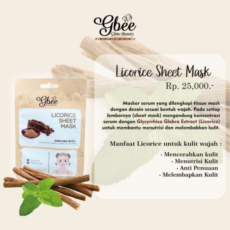 Sheet mask gbee glow beauty trewatment masker wajah gbee glow