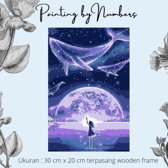 

DIY painting by number 30x20cm kerajinan tangan - Dolphin Moon