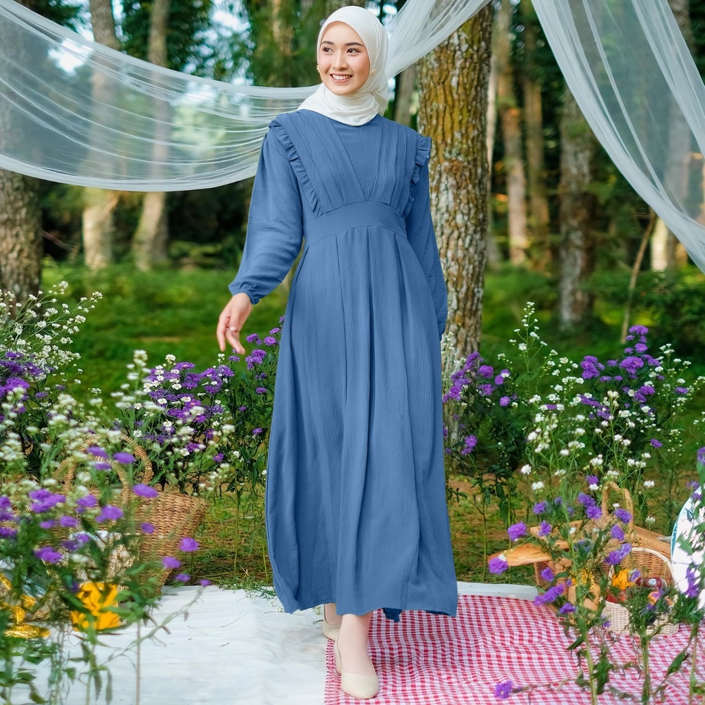 Gamis maxy Zeanez Crincle Airflow Demore 2 Ukuran L&amp;XXL