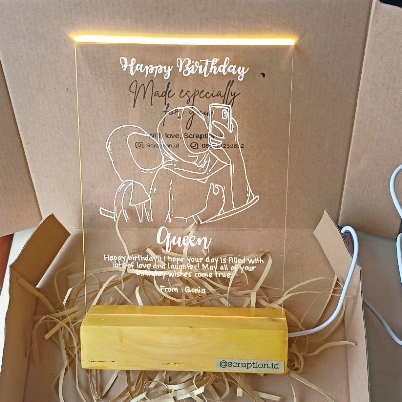 Acrylic Lettering Led Kado Akrilik Hampers Wisuda Lettering Akrilik Kado Pernikahan Kado Wisuda