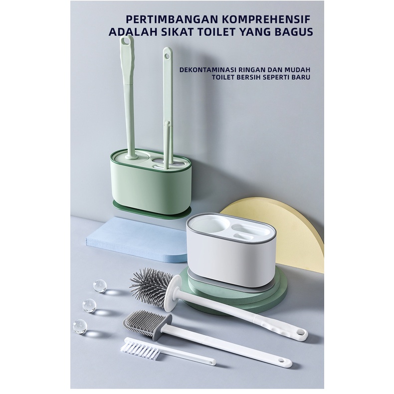 Holiven Sikat WC Toilet Set 3 in 1 Toilet Brush Sikat Pembersih Kamar Mandi