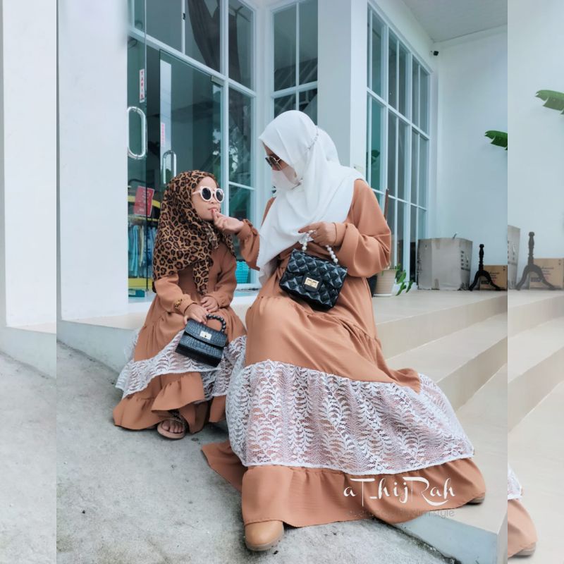 Gamis Kahfi Series Crinkle Airflow Couple Ibu Anak / Gamis Crinkle Premium Matt Broklat