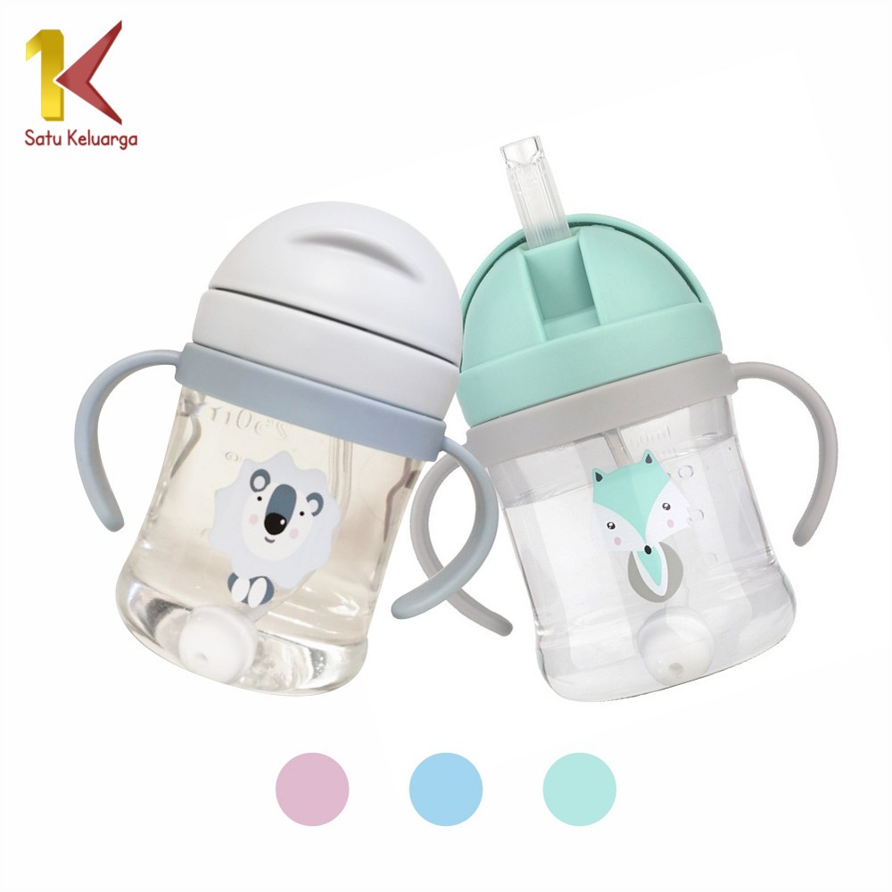 Satu Keluarga Botol Minum Anak Sedotan 250ML C759 Training Cup Baby Gelas Minum Bayi Karakter Anti T