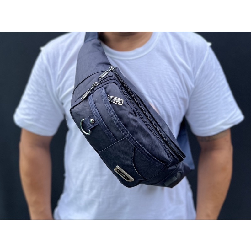 FREE USB Extension  Tas Pinggang Waistbag Import Quality Polo Amstar Bahan Nilon Poliester Waistbag Tas Selempang Bahu