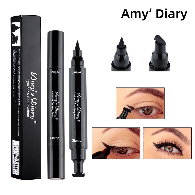 {Bisa kirim instant COD Medan Termurah} AMY'S DIARY Eyeliner Stamp 2 In 1 Waterproof Liquid Eyeliner Pensil Waterproof Ukuran Stamp Small