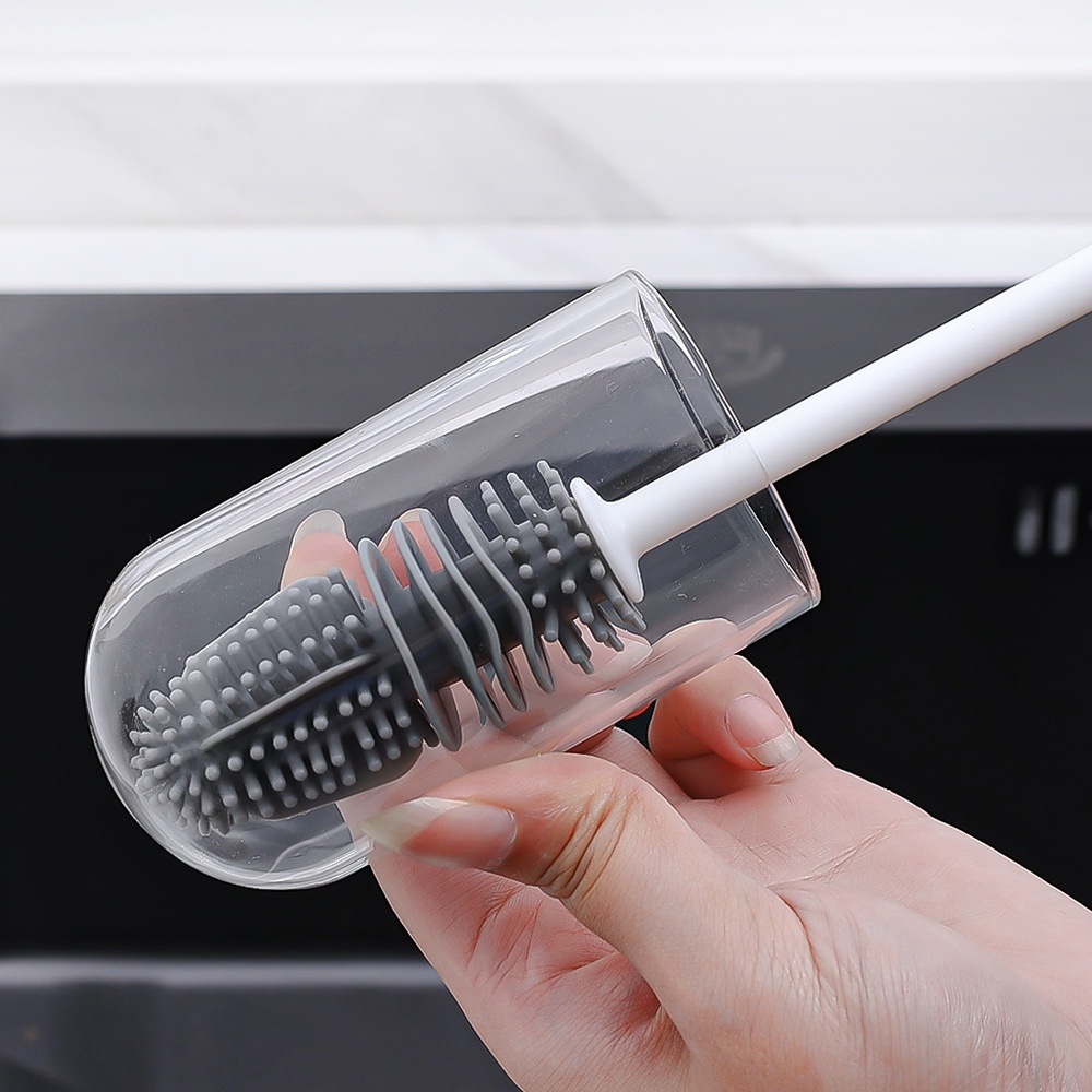 Reusable Silicone Cup Brush Alat Pembersih Dapur/Gagang Panjang Minuman Wineglass Bottle Glass Cup Washing Cleaning Sponge Brushes