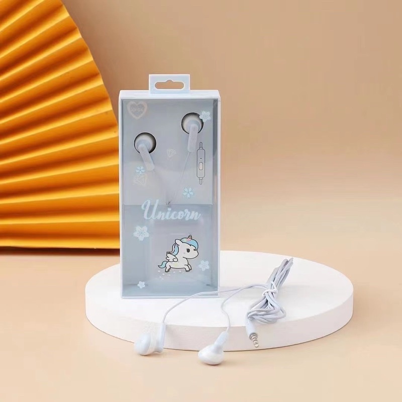 [XY 54 ] Set Headset Earphone karakter motif Unicorn cute sweet  / + Wadah penyimpanan Earphone Motif