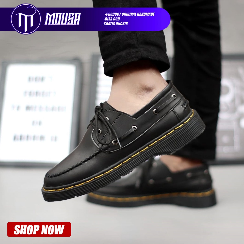 Sepatu Pantofel Formal Docmart Kerja Hitam Mousa Lomi