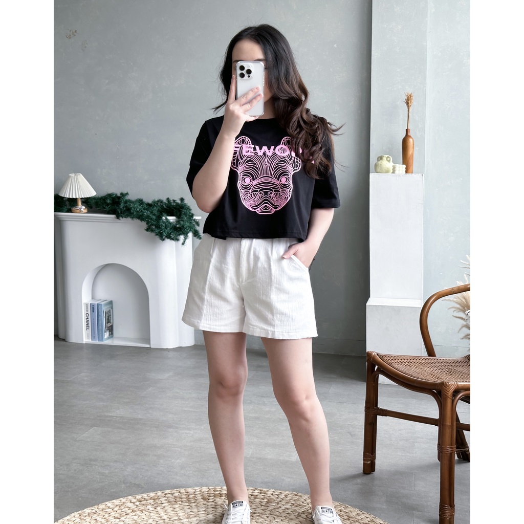 Croptop Oversized Wanita Bahan Cotton Combed 30s