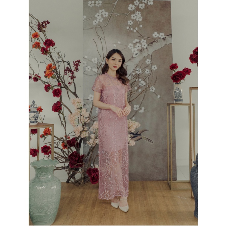 Kadaka D-0225 Maxi Lace Party Dress CNY Imlek With Inner Dress