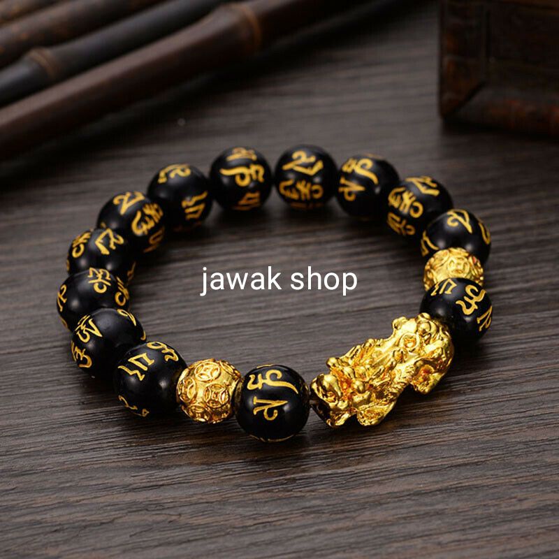 GELANG KEBERUNTUNGAN FENG SHUI MANIK OBSIDIAN XUPING FREE KURA2 D286