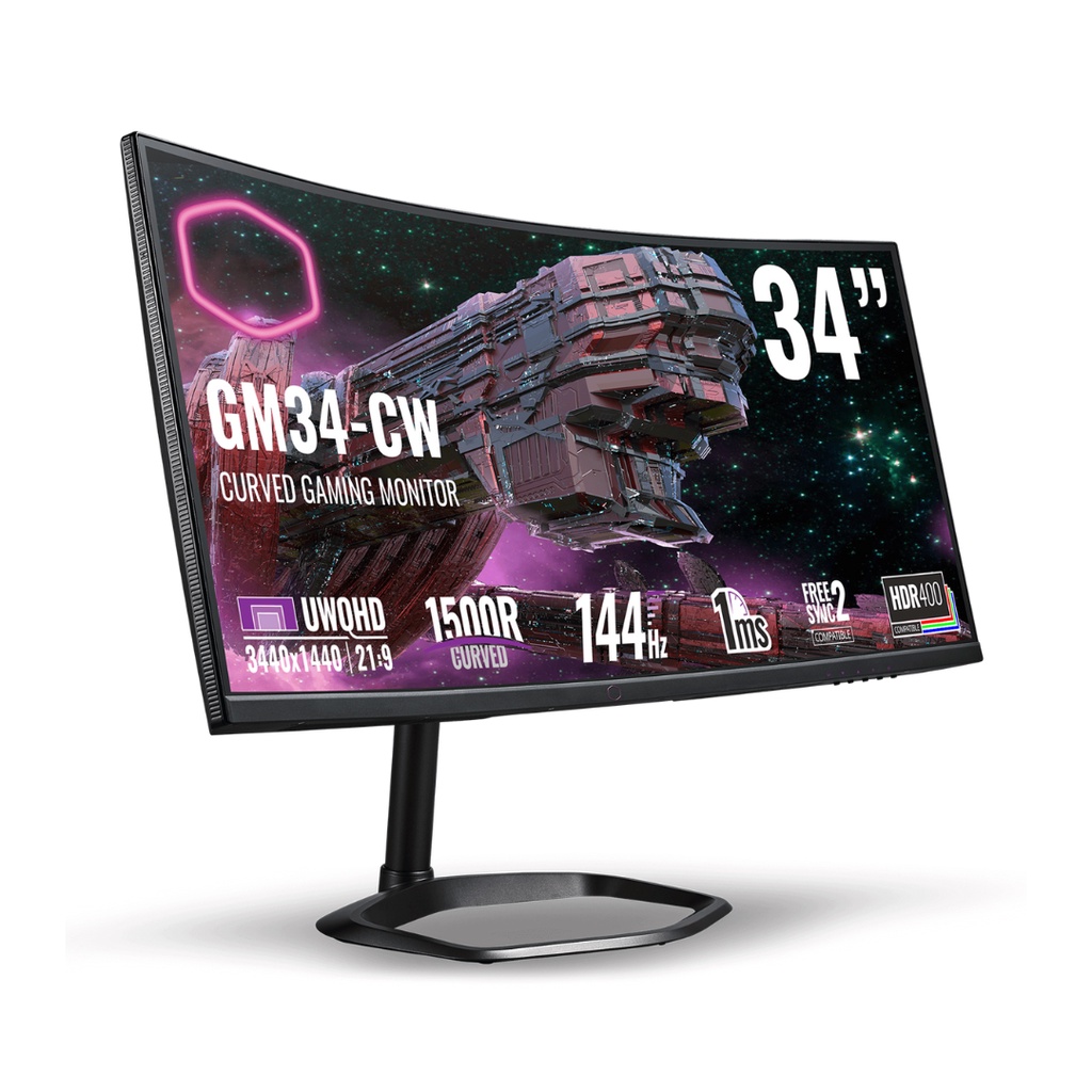 Monitor LED Cooler Master GM34CW 34&quot; 1440p 144Hz 165Hz Ultrawide HDMI